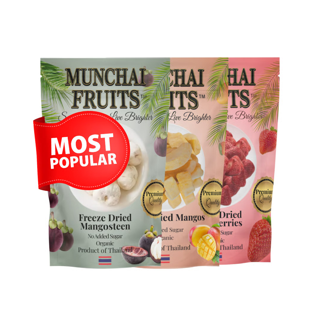 Munchai Fruits™ - Tropical Assorted Family 3-Pack BUNDLE - 100 grams/3.5oz ea.