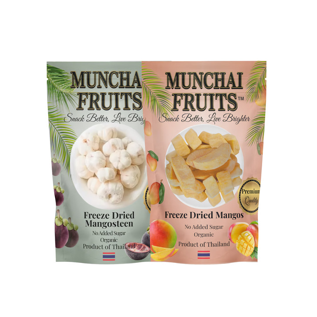 Munchai Fruits™ - Freeze-Dried Fruit Family Size Msngosteen & Mango 2 Pack - 100 grams/3.5oz ea